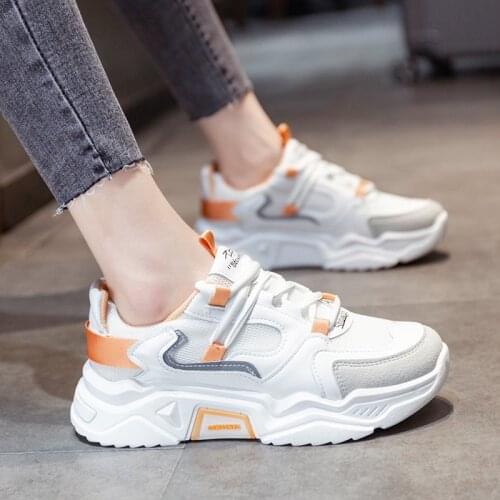 Women Sneakers Fashion Mesh Chunky Sneakers Casual Shoes Autumn Reflective Comfortable Thick Sole White Flats Platform Shoes