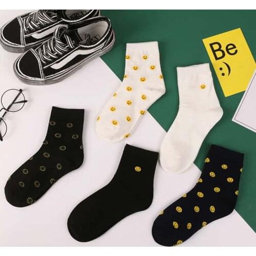 Summer Womens Socks Harajuku Korea Japanese Cotton Socks Girl Cartoon Smiley Funny Womens Socks