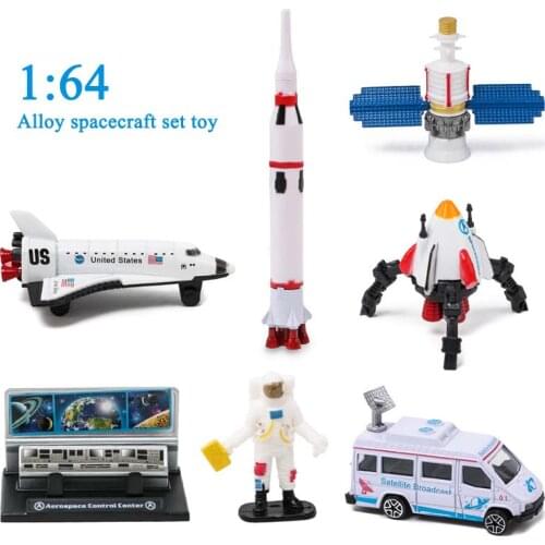 Alloy Space Model Toy Set Aircraft Rocket Childrens Car Launch Tower Spacecraft Satellite