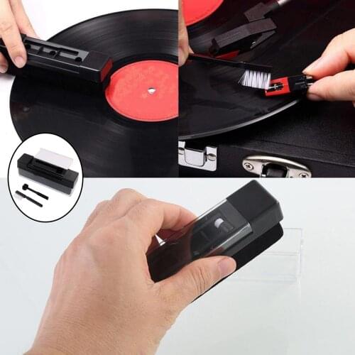 Portable Vinyl Record Cleaning Kit Cleaning Brush Dust-Remover Carry Bag Record Maintenance Plastic Soft Brush