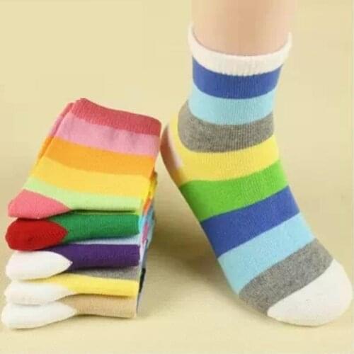 Anyongzu 10pairs/lot Children Socks For Boys Girls New Rainbow Striped Short Sock British Style Suit 1-12year