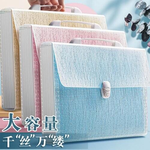 New Multi-layer Art Portable Organ Package Student Paper Folder Information Buckle A4 Filing Storage 12 Into Document Bag