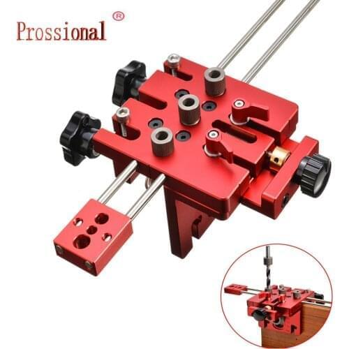 NEW 3 in 1 Woodworking Hole Drill Punch Positioner Guide Locator Jig Joinery System Kit Aluminium Alloy DIY tools