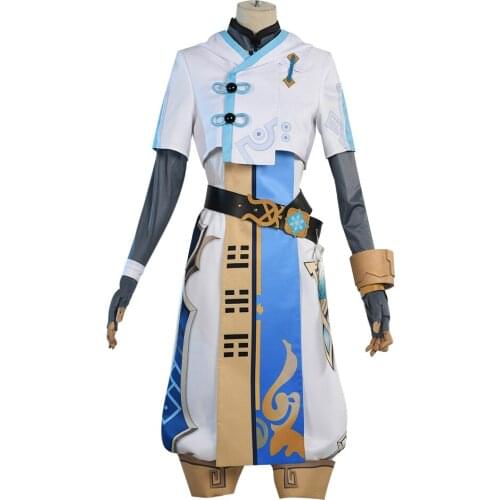 Project Kinsen New Game Genshin Impact Cosplay Costume ChongYun Cosplay Clothes Tops Pants Gloves Anime Accessories Set