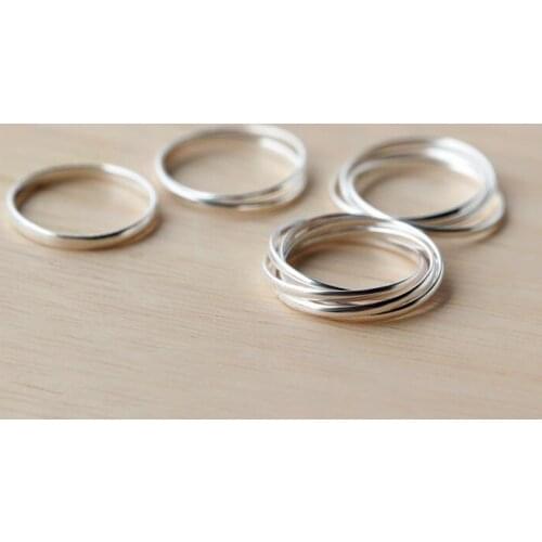 Men Women 925 Sterling Silver Interlocking Rolling High Polished Rounded Ring Wedding rings Comfortable Tarnish Resistant Band