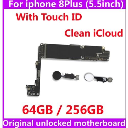 Original IOS system logic board for iphone 8Plus 64GB Unlocked mainboard with / NO Touch ID for iphone 8 Plus 256GB motherboard