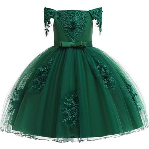 Girl One-Shoulder Tutu Dress Children Clothing Girls Wedding Floral Birthday Princess Party Dress Kids Baby Flower Dress