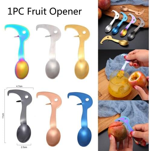 304 Stainless Steel Portable Passion Fruit Opener With Spoon Creative Hanging Colorful Fruit Jam Scoop Opening Kitchen Gadgets
