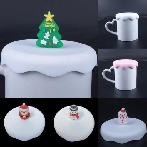 Christmas Cup Lid Silicone Cup Cover Heat-resistant Leak Proof Cartoon Lid Cartoon Cute and Dustproof Cup Cover