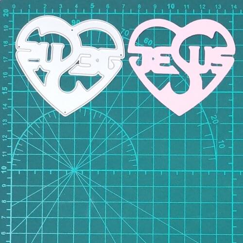 Heart Shape Hollow Jesus Letter Metal Cutting Die Real Picture Cut Die Scrapbook Paper Craft Knife Mould Blade Punch Stencil Die