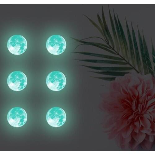 Luminous Moon Earth Planet DIY 3D Wall Stickers Wall Art Decoration Fluorescent for Kids Bedroom Home Diameter 5cm