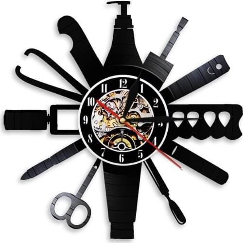 Nail Care Modern Design Clocks Nail Salon Tools Manicure Vintage Vinyl Record Wall Clock Beauty Salon Decor Nail Technician Gift