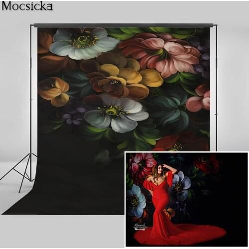 Mocsick Vintage Floral Pregnant Portrait Photo Booth Background For Photo Studio Newborns Baby Birthday Photography Backdrops