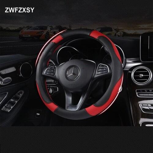 2020 Four seasons universal steering wheel cover non-slip embossed leather steering wheel breathable perforated leather steering