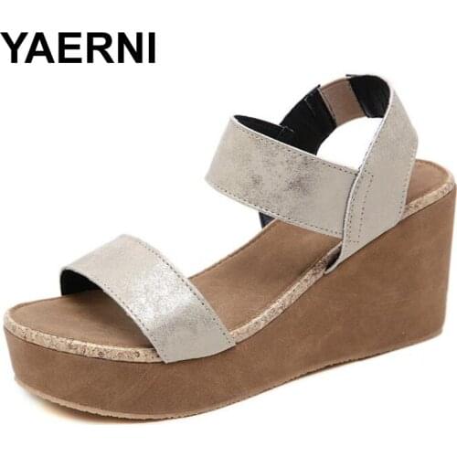 YAERNIWomen Summer Platform Sandals Woman Fish Mouth Platform High Heels Wedge Shoes Lady Sexy Buckle Slope Leisure Sandals