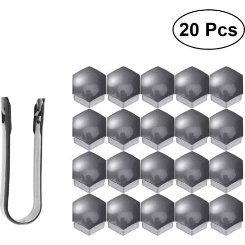 21 in 1 Hexagonal Wheel Lug Nut Covers Bolts Covers Screw Protect Caps 21mm with Clips (Grey) A30