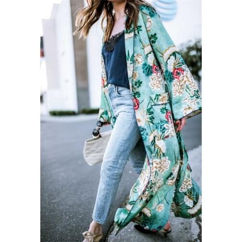 Womens Coat Retro Folk-Custom Bohemia Floral Tassel Long Kimono Oversized Shawl Top Fashion Hot Sales Coat Wolovey#SW
