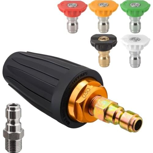 1/4" Rotating Spray Turbo Nozzle High Pressure Power Washer 360 Degree Turbo Nozzle Tips 3600 PSI Car Cleaning Plug Spray