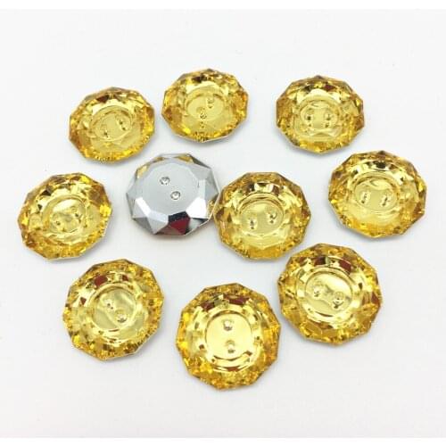 100pcs 18mm Gold Color Acrylic Round Buttons Sliver Shiny 2 Holes Sewing Button Embellishments Wedding Cardmaking