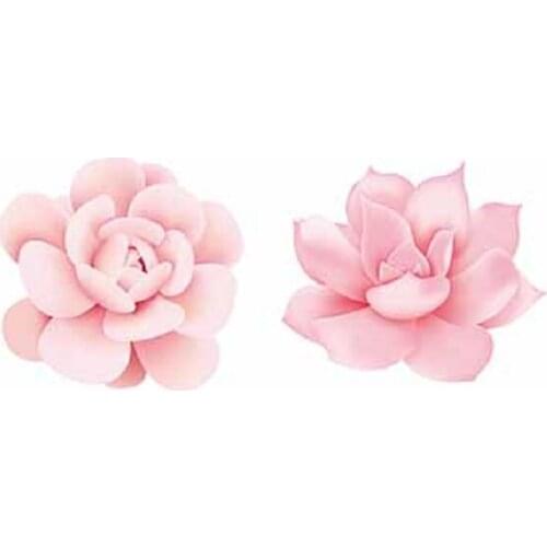 120MM×60MM Pink Succulents White Peony and Raul Pink Cute Fresh Flowers Clavicle Tattoo Sticker