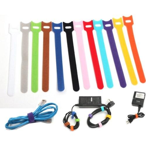 20pcs 1.2X20CM Adhesive Fastener Tape Sticks cable ties Hook and Loop Fasteners stick buckle belt bundle Tape tie Back To Back