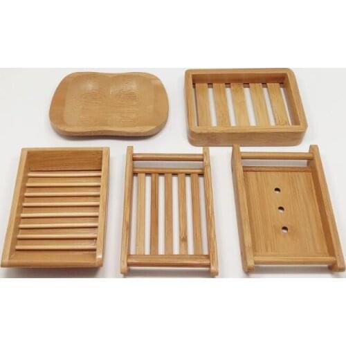 200pcs 5 Styles Natural Bamboo Soap Holder Creative Environmental Protection Natural Bamboo Soap Dish Drying Soap Holder #65219