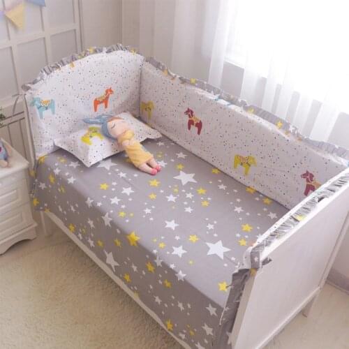 2017! 6PCS 100% Cotton Cot Baby Bedding Sets Children Crib Bedding Set cama infantil (4bumpers+sheet+pillow cover)