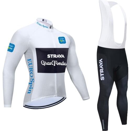 2021 Team STRAVA Cycling Jersey Set Long Sleeve Autumn Bike Cycling Set Ropa Ciclismo Bicycle Wear Bike Clothing 20D Gel Pad