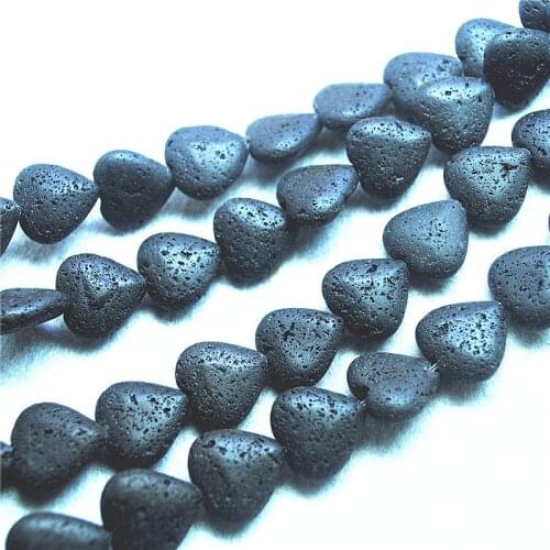 26PCS Nature Black Lava Stone Heart Shape For Lovely Jewelry Making Findings 16MM Factory Making From Original Volcano Maintains