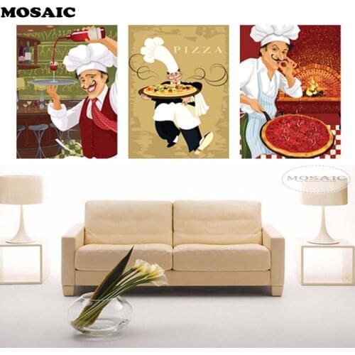 3pcs/set,DIY Diamond Embroidery Happy Kitchen Cooker 5D Diamond Painting Cross Stitch Mosaic Pattern Full Rhinestone Home Decor