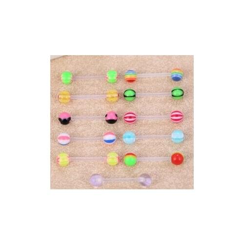 5pcs fashion womens and mens cheap tongue pircing bar piercing body jewelry acrylic anti allergic mixed colors randomly