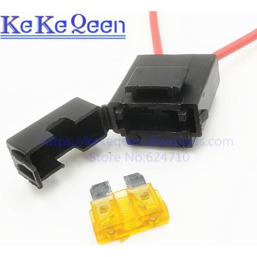 BX2017 Car In-line Medium Car Fuse Holder With Crimp Terminal Car Insurance Socket Black Lighter Frontal with middle fuse 16AWG