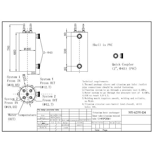 Free shipping ! 62.5 KW cooling capacity titanium tube coil chiller heat exchanger cool sea water