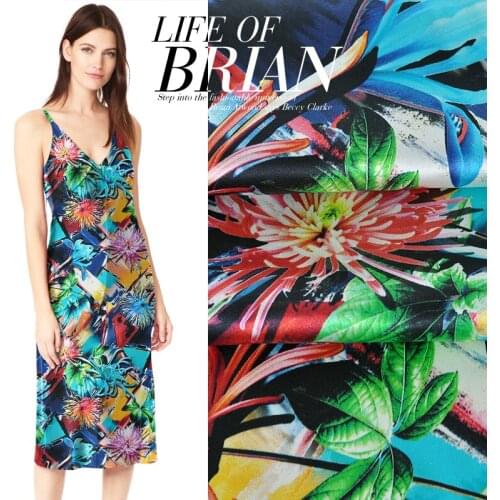 CNUM SP828 Pure Silk/ Chrysanthemum /Silk Fabric 93%Silk 7%Spandex Elastic/ Width 1.18yd Thickness 19mm/ Unit:Meter