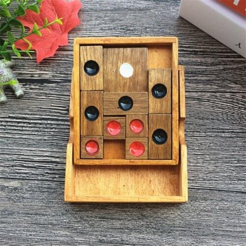 Classical Wooden Slide Escape Puzzle Brain Teaser Chinese Huarong Sliding-Puzzle Kids Intelligence Educational Development Toy