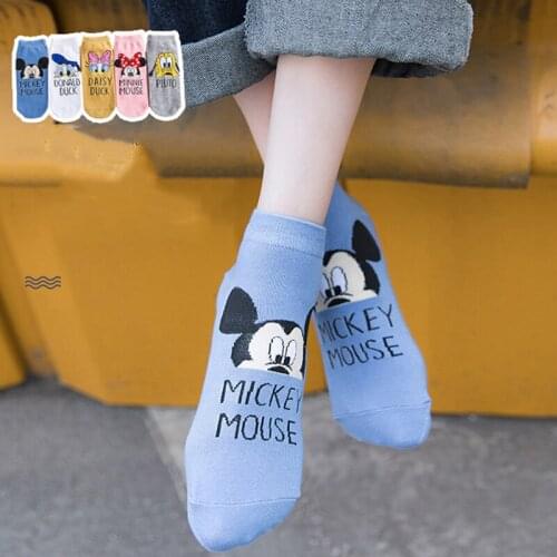 Disney Mickey Minnie Socks Summer Short Socks Cute Donald Duck Socks For Girls Cotton Cartoon Daisy Duck Women Sports Socks