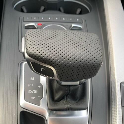 Black leather punch, shift button, gearshift cover, sport shift apply Audi 2017 A4 A5 Q7 4M1 713 139F