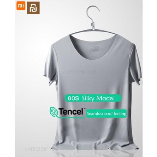 Xiaomi Mens 60 modal seamless cool feeling short-sleeved T-shirt round neck solid color breathable bottoming shirt