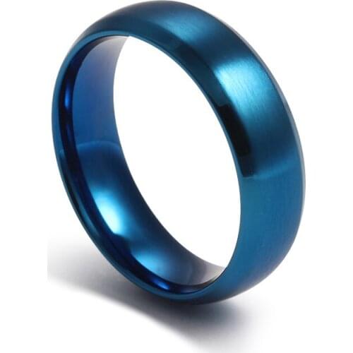 High polished blue ring jewelry men women full USA size 4 to size 14 6MM