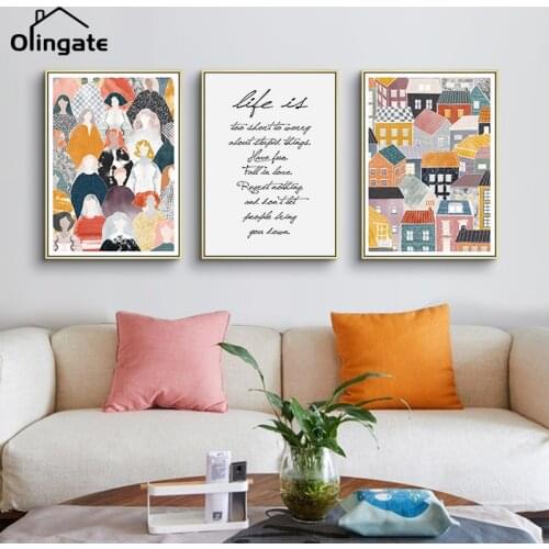 Colorful Abstract Girl Figure Portrait Wall Art Canvas Painting Nordic Posters and Prints One Piece Picture for Home Decor Gift