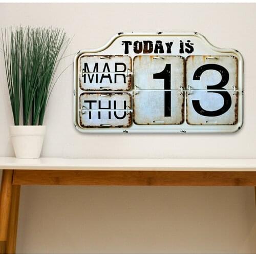 Creative Look Antique Permanent Iron Desk Calendar Perpetual Standing Calendar Room Decor Decoration