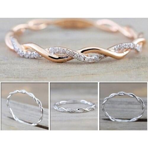 Round Rings For Women Thin Rose sweet Color Twist Rope Stacking Wedding Rings in copper
