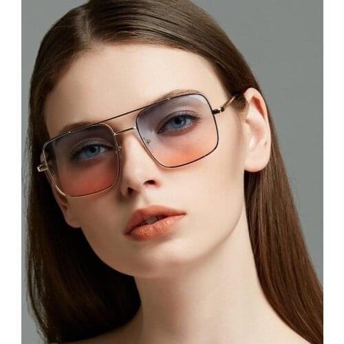 Square Brand Design Luxury Women Sunglasses Gradient Classic Fashion Vintage Men Sun Glasses Metal Transparent Glasses Uv400