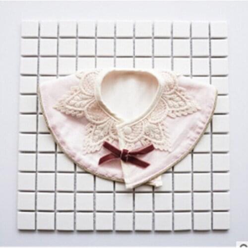 Hot Sale Korea Stars Baby Bibs Lace Up Girls Collar with Bow Tie Bandana Burp Cloth Lovely Princess Girl Best Gift For Baby