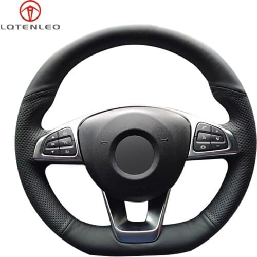 LQTENLEO Black PU Artificial Leather Car Steering Wheel Cover For Mercedes Benz C200 C250 C300 B250 B260 A200 A250 CLA220 CLS400