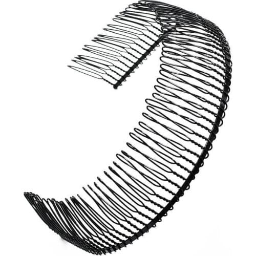 2PCS Black full teeth metal hair headband unisex wash face use hairbands grandmas comb headbands