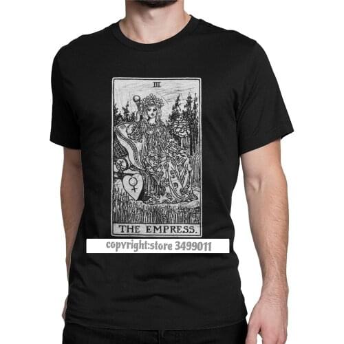 Vintage The Empress Tarot Card Major Arcana tune Telling Occult Tops T Shirts Men Cotton T Shirt Camisas Tshirts