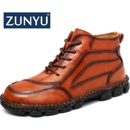 Zunyu New Spring Early Winter Men Work Boots Leather Man Ankle Boots Mens Boots Autumn Men Shoes Casual Shoes Big Size 39-48