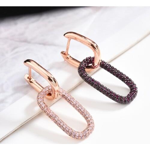 One Single Retro Earrings Crystal Rhinestone Geometric Lock Earrings Korean Temperament All-match Trendy EarRing Single Jewelry
