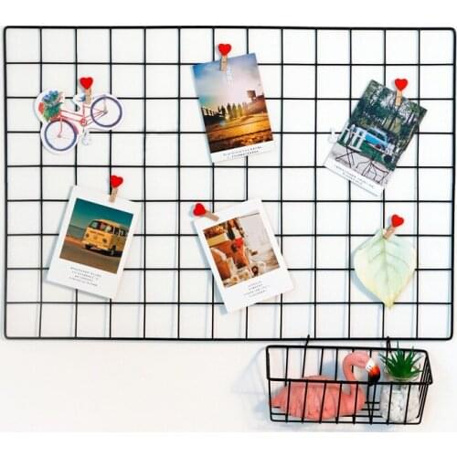 Factory wholesale grid photo wall photo frame wall iron art shelf clip photo wall creative decoration